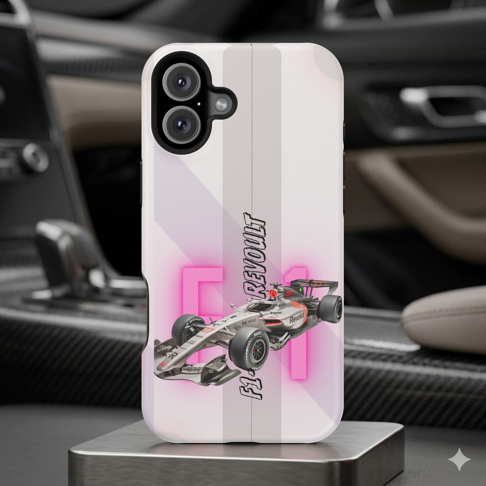 Phone Case — Pink Racing Car 'F1 Revolt' Magnetic Impact-Resistant Case