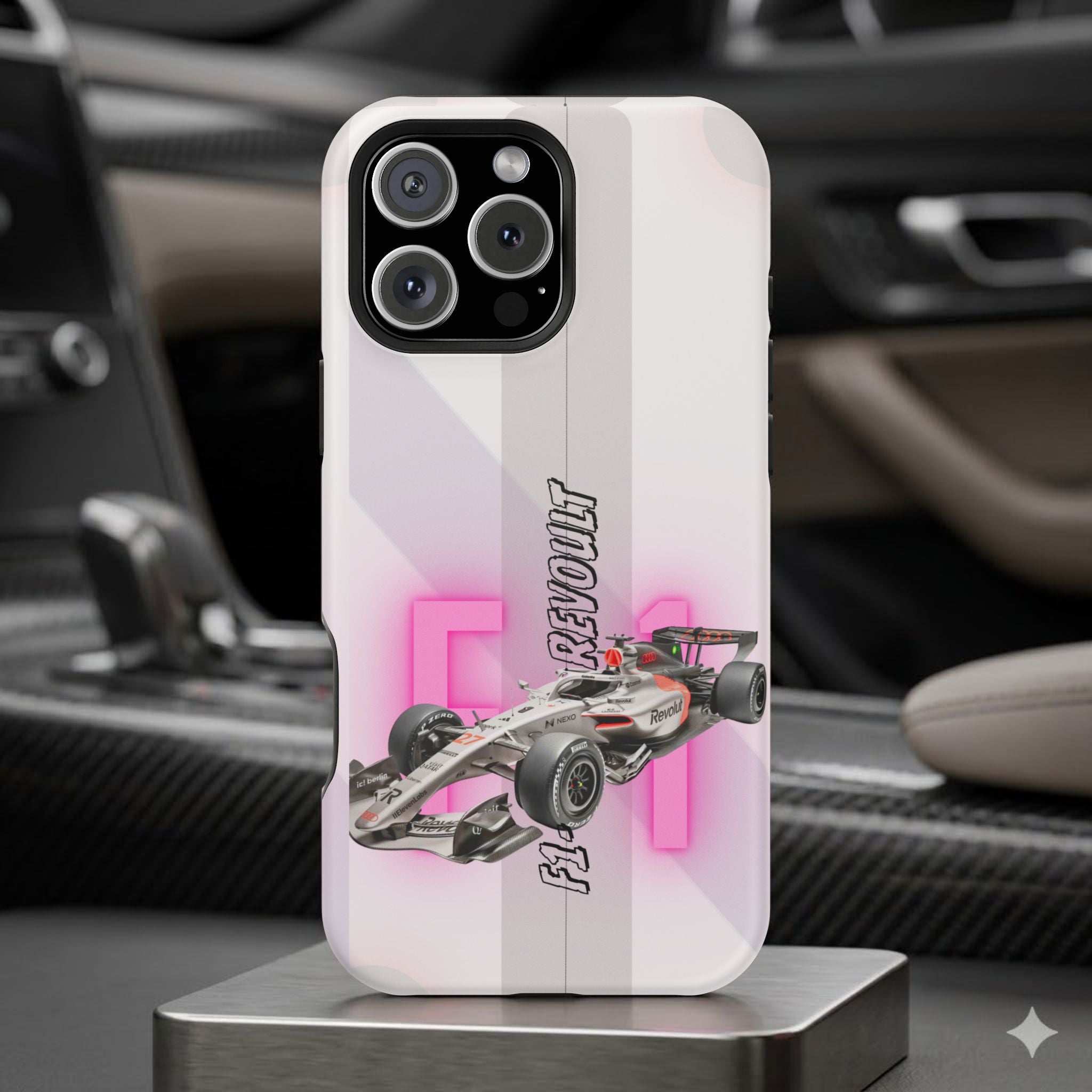 Phone Case — Pink Racing Car 'F1 Revolt' Magnetic Impact-Resistant Case