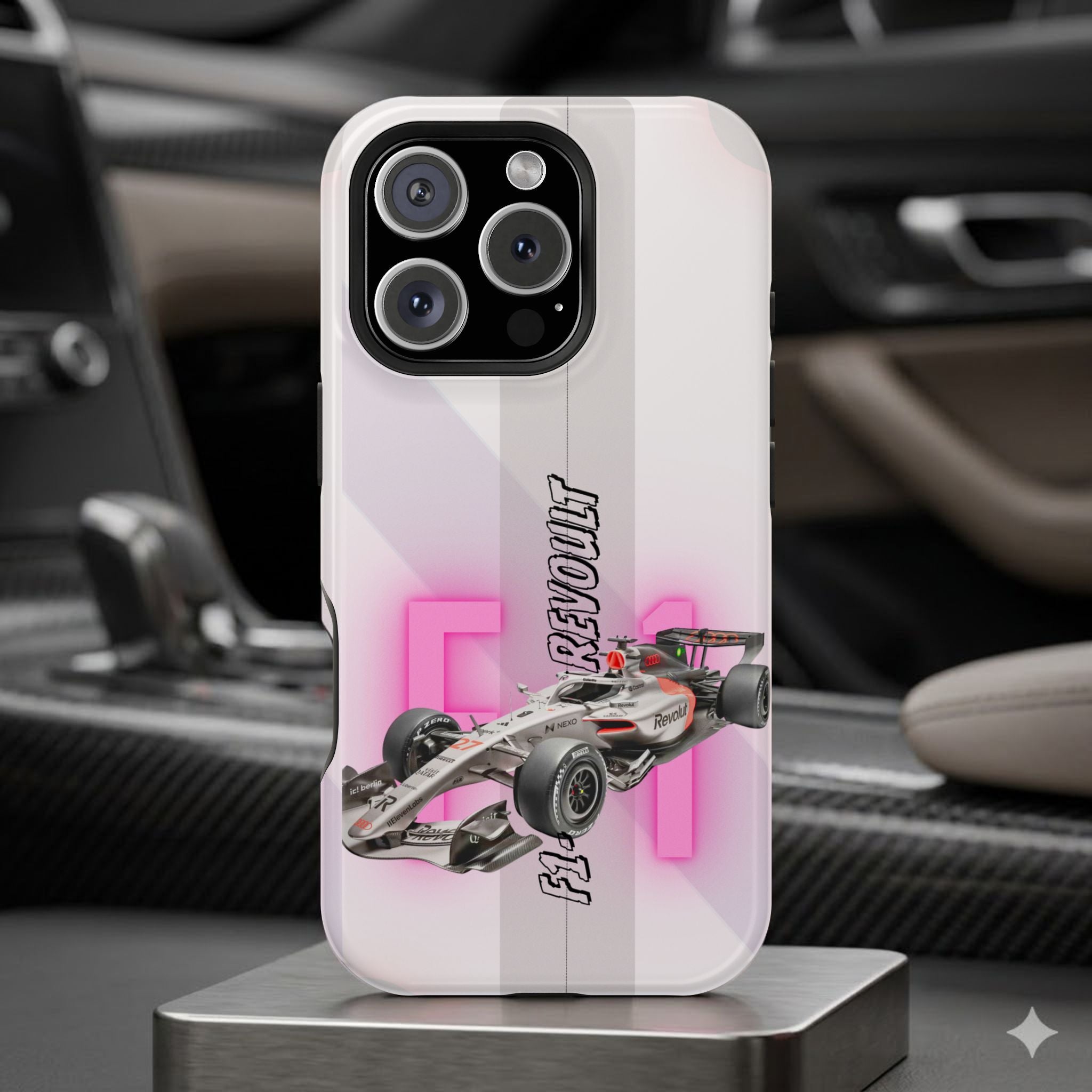 Phone Case — Pink Racing Car 'F1 Revolt' Magnetic Impact-Resistant Case