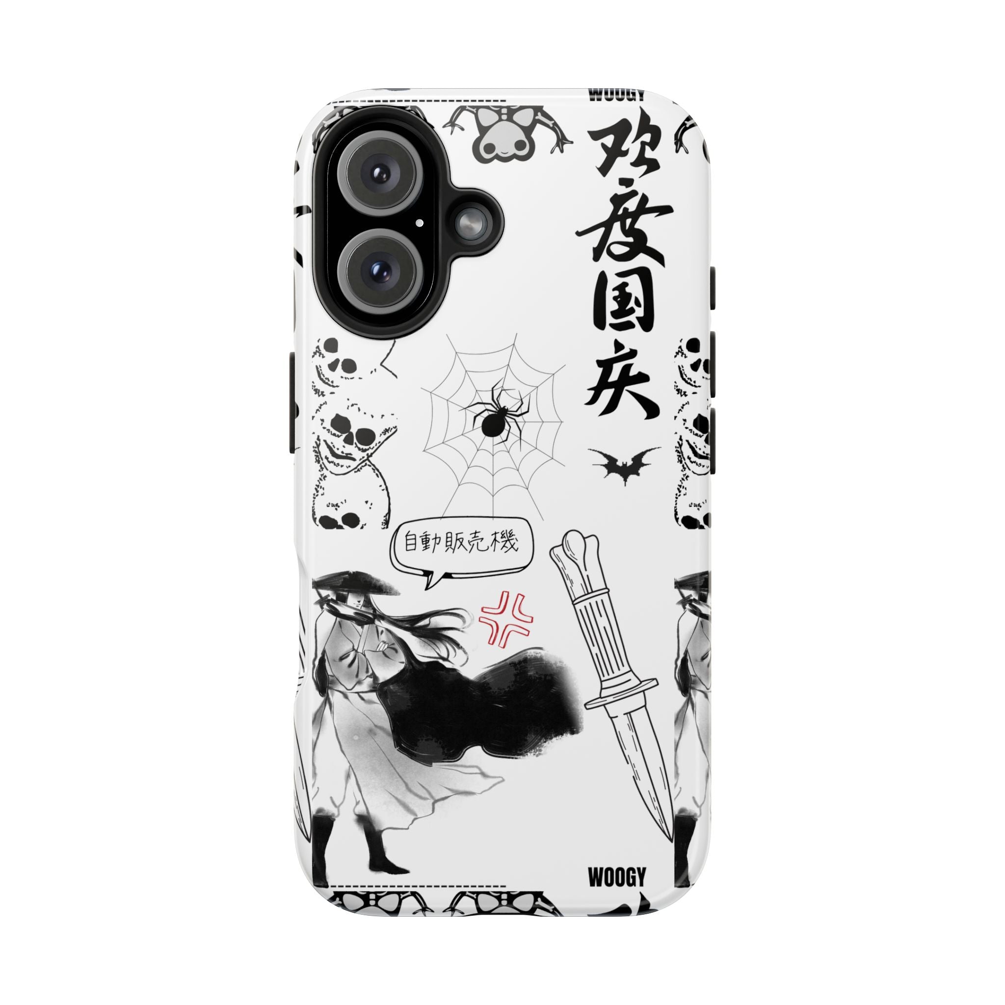 Tough Phone Case — Black & White Gothic Manga Graphic with Japanese Text