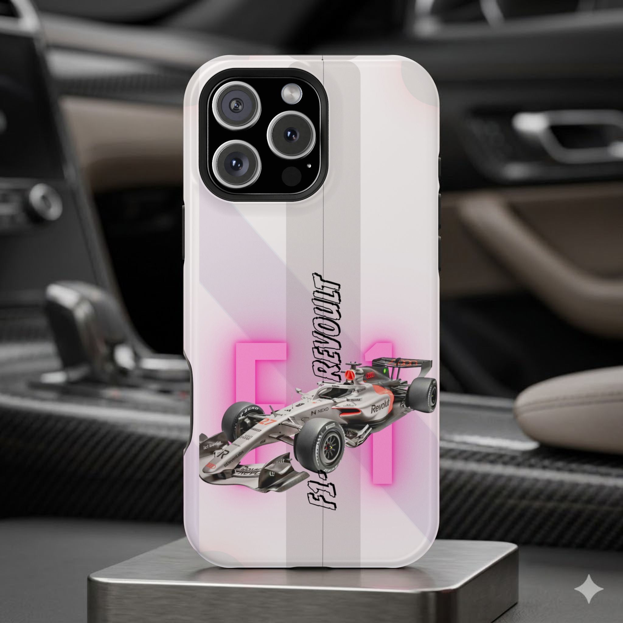 Phone Case — Pink Racing Car 'F1 Revolt' Magnetic Impact-Resistant Case