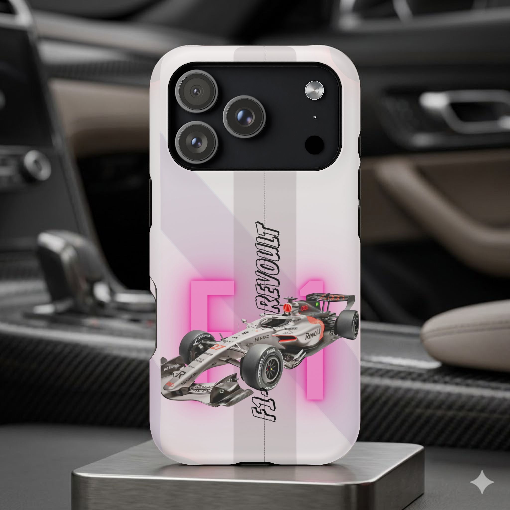 Phone Case — Pink Racing Car 'F1 Revolt' Magnetic Impact-Resistant Case