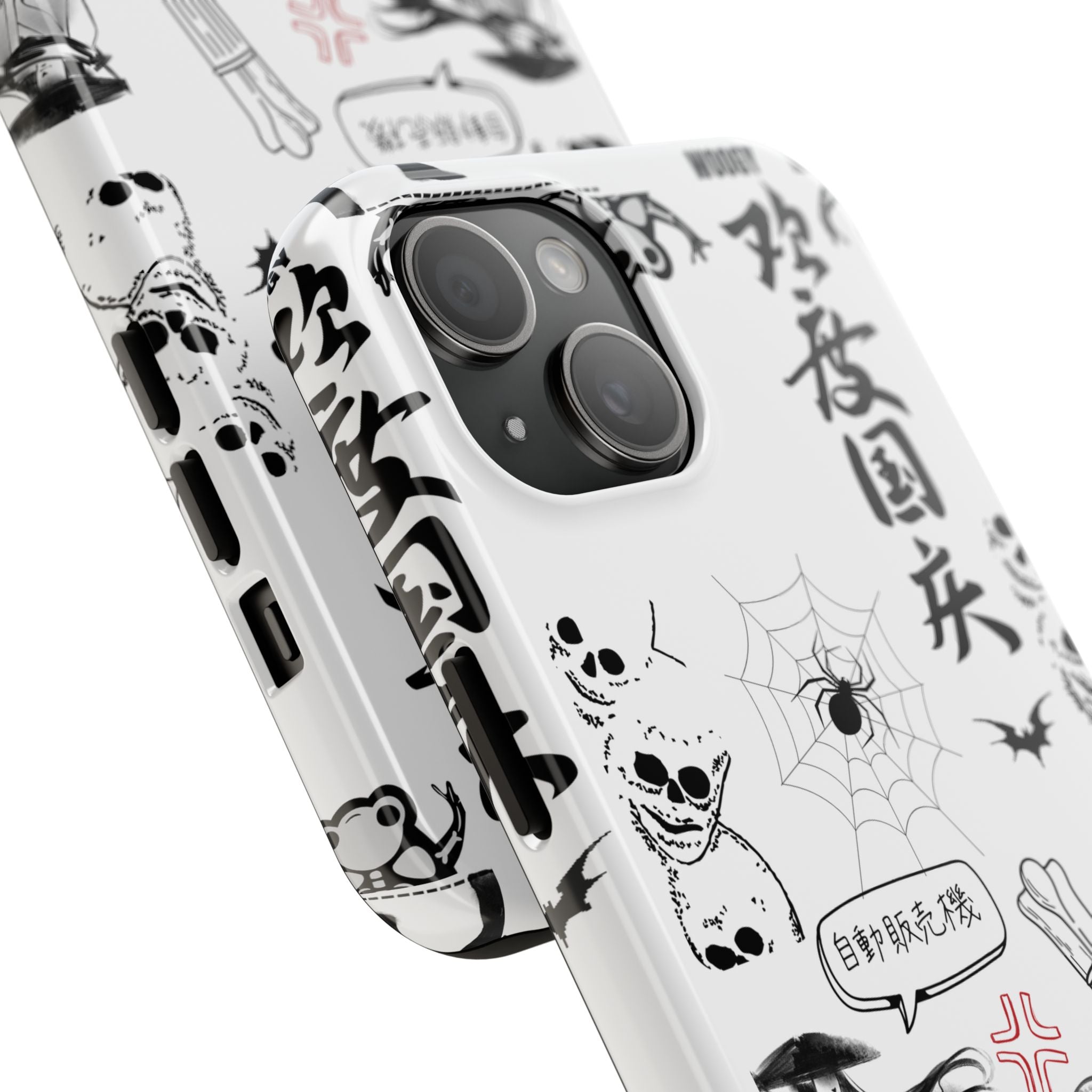 Tough Phone Case — Black & White Gothic Manga Graphic with Japanese Text