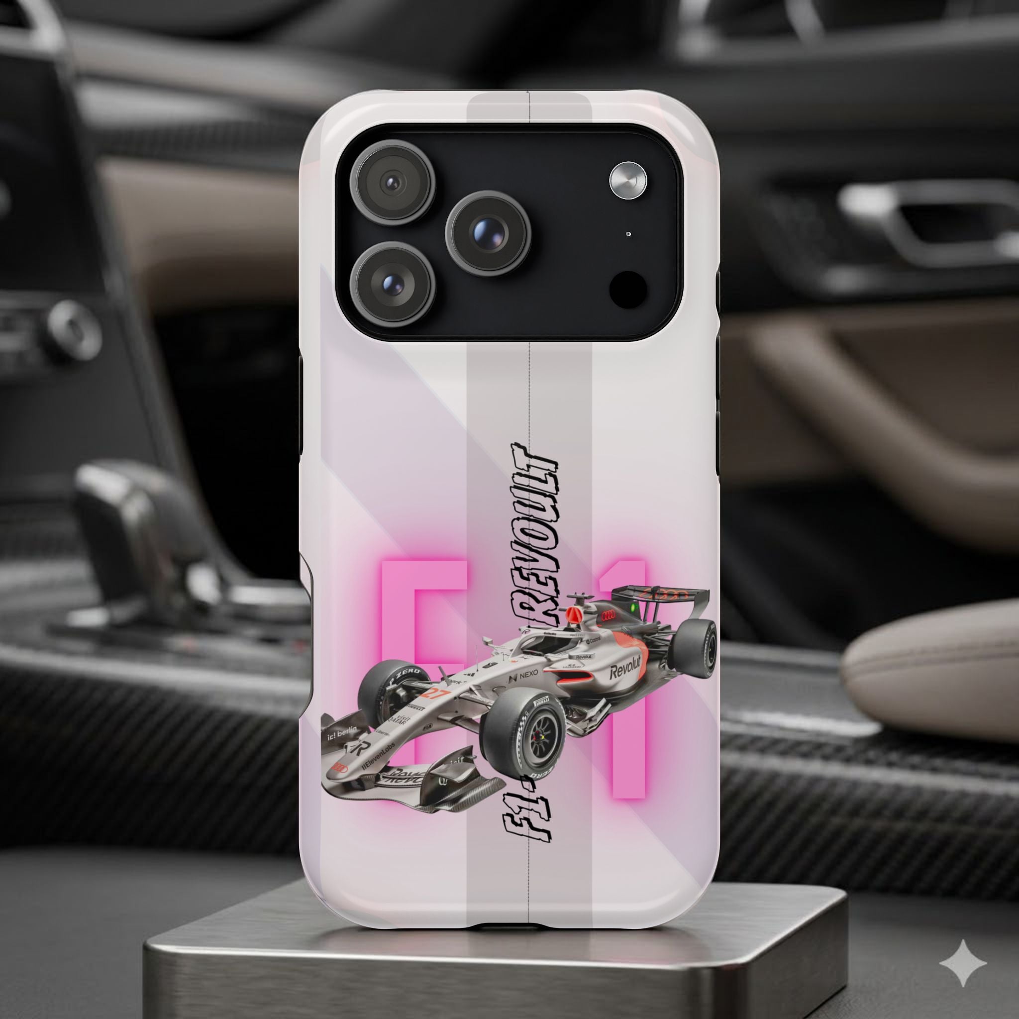 Phone Case — Pink Racing Car 'F1 Revolt' Magnetic Impact-Resistant Case