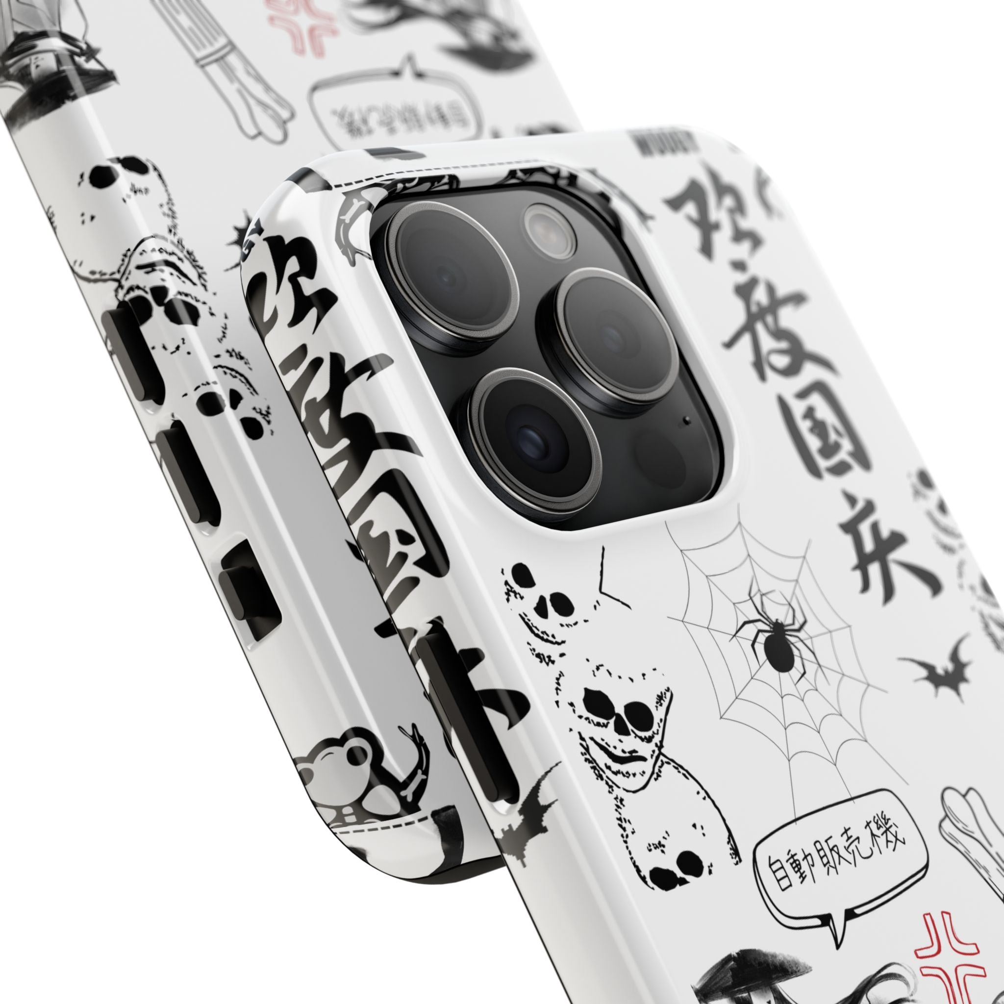 Tough Phone Case — Black & White Gothic Manga Graphic with Japanese Text